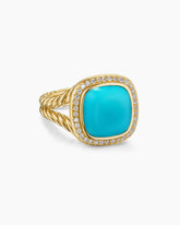 Albion® Ring in 18K Yellow Gold with Turquoise and Diamonds, 11mm